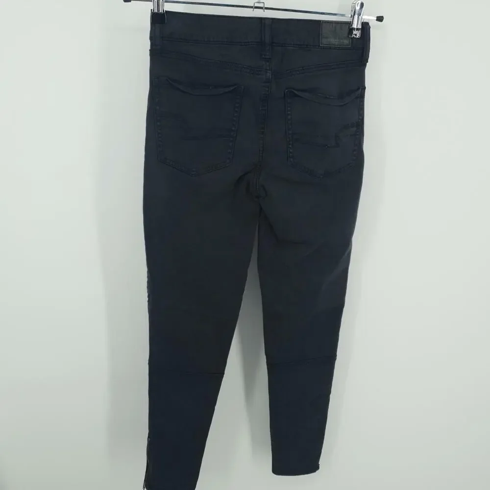 American Eagle  Jegging Womens 2 Hi Rise Super Super Stretch X Black‎ Zippers